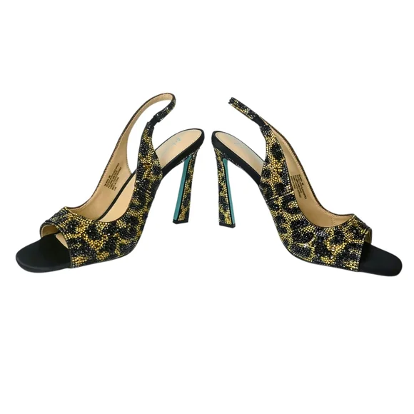 NEW Betsey Johnson Jovi Leopard Rhinestone Design Slingback Heels size - Picture 5 of 13